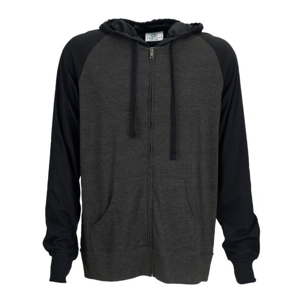 Full-Zip Two-Tone Jersey Knit Hoodie Thumbnail