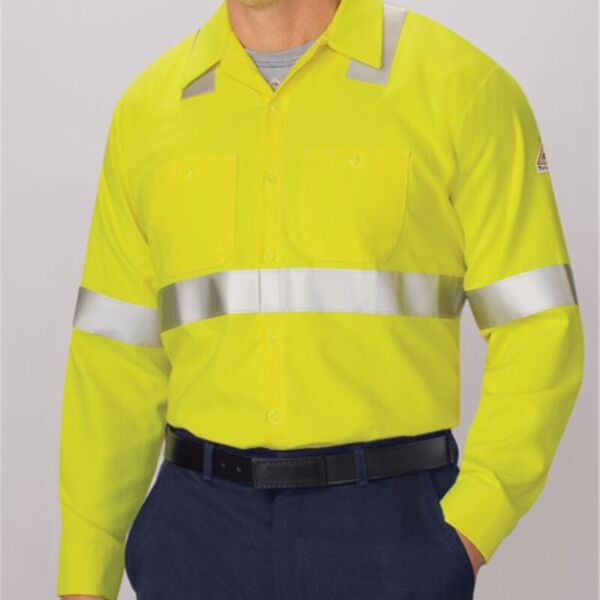 Men's Tall High Visibility Long Sleeve Work Shirt Thumbnail