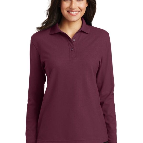 MH113 - Ladies' Long Sleeve Silk Touch Polo Thumbnail