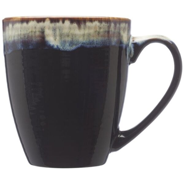 Glossy Ceramic Coffee Mug w/ Drip Glaze Rim 17 oz. Thumbnail