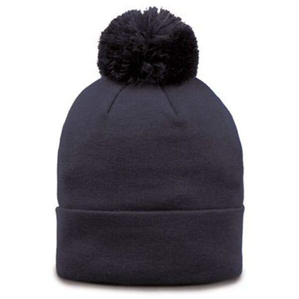 Roll Up Knit Beanie w/ Ball Thumbnail