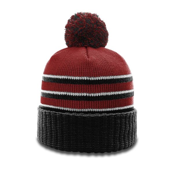 Striped Beanie w/ Cuff & Pom Thumbnail