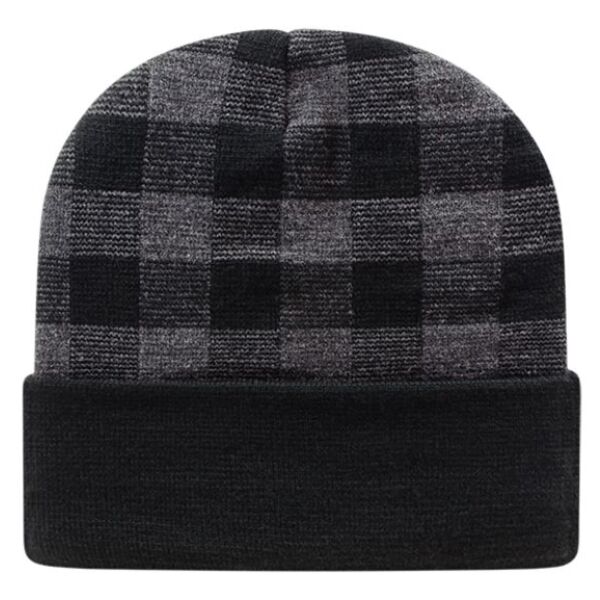 Plaid Knit Cap with Cuff Thumbnail